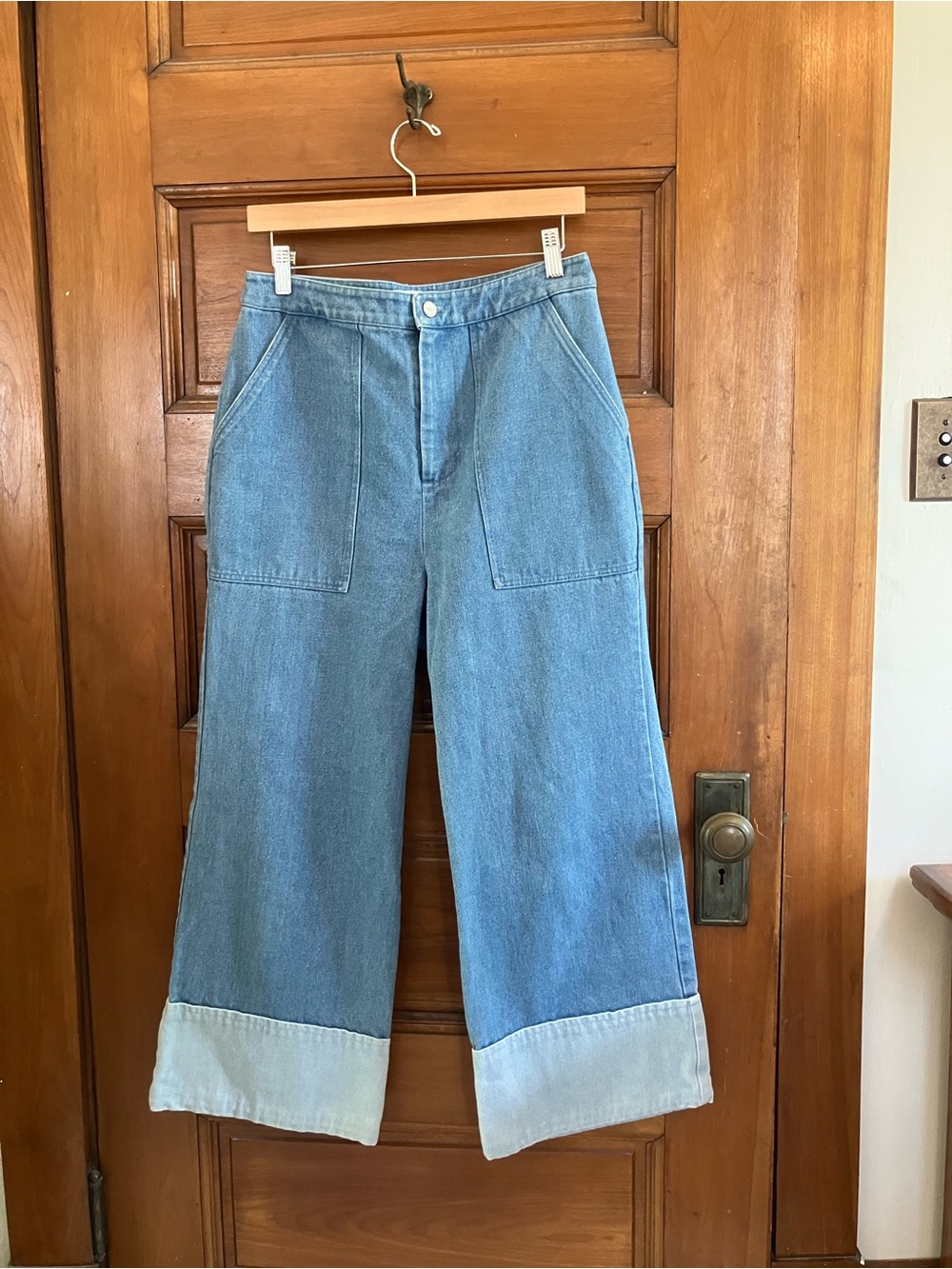 Capulet Light Blue Wide-Leg Cuffed Jeans